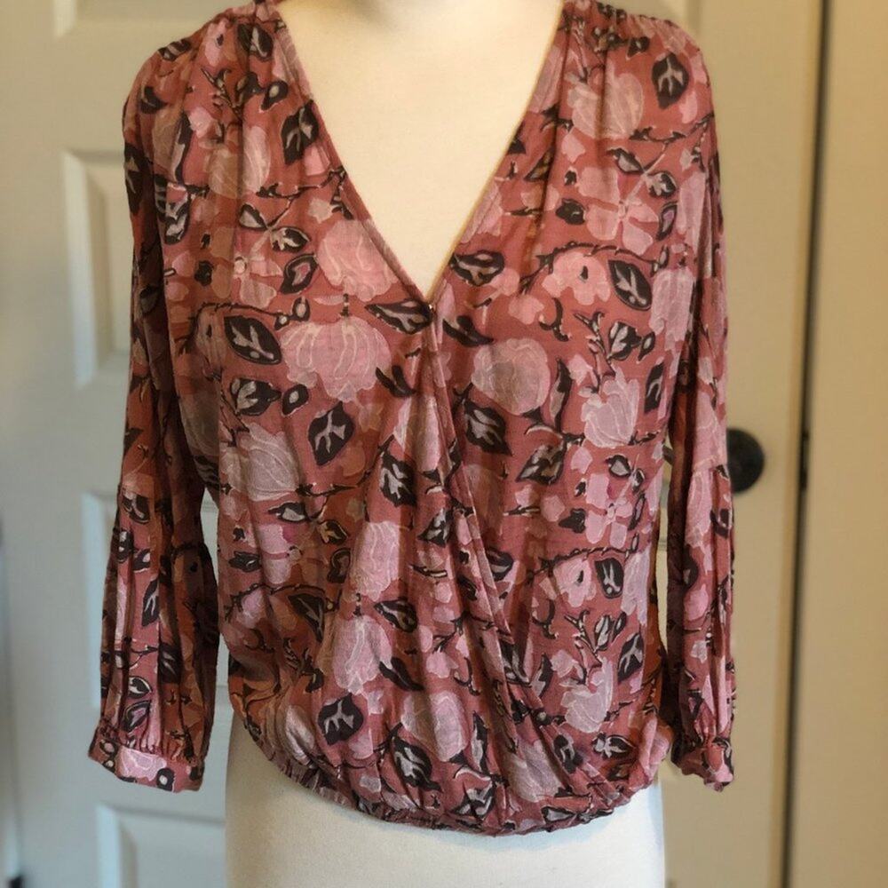 Lucky Pink Floral 3/4 Blouse